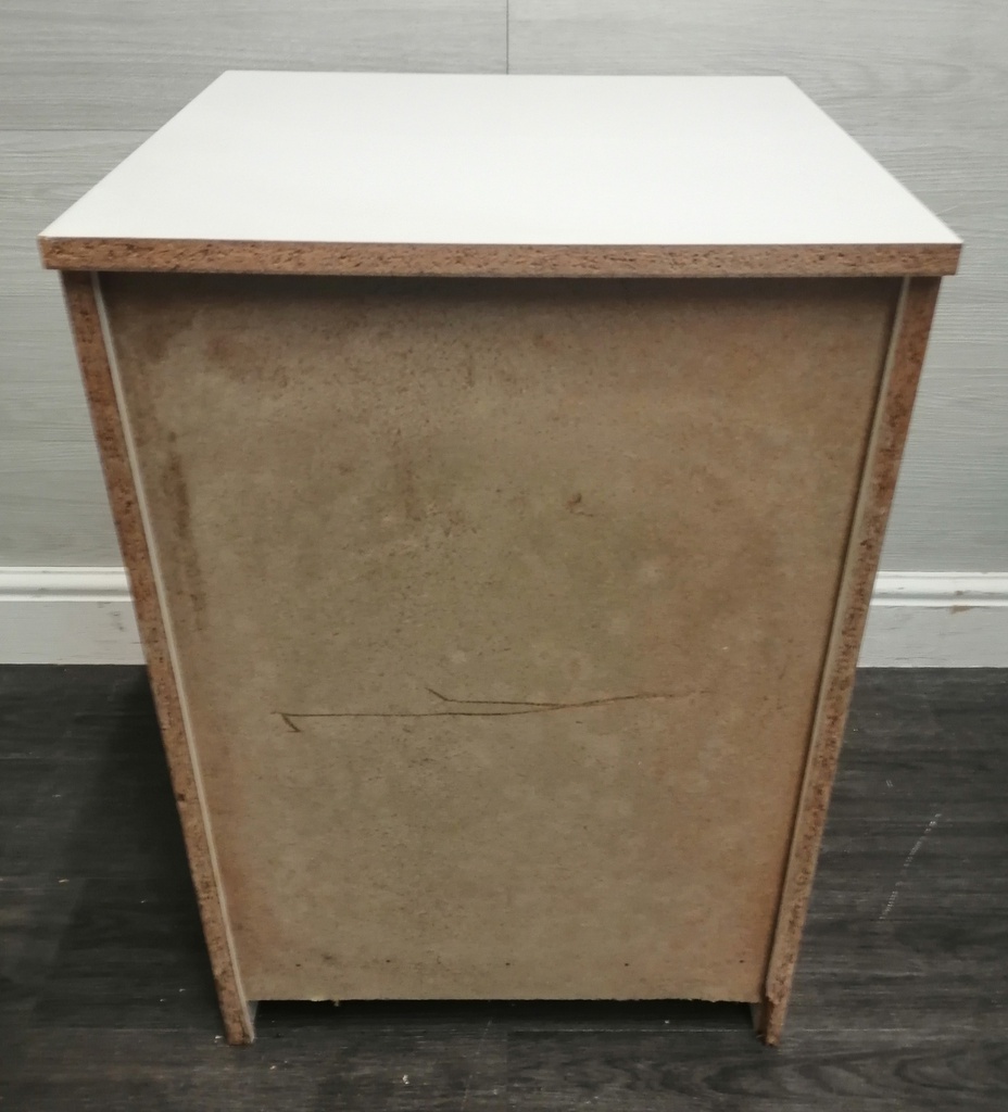 Pair of three drawer white bedsides