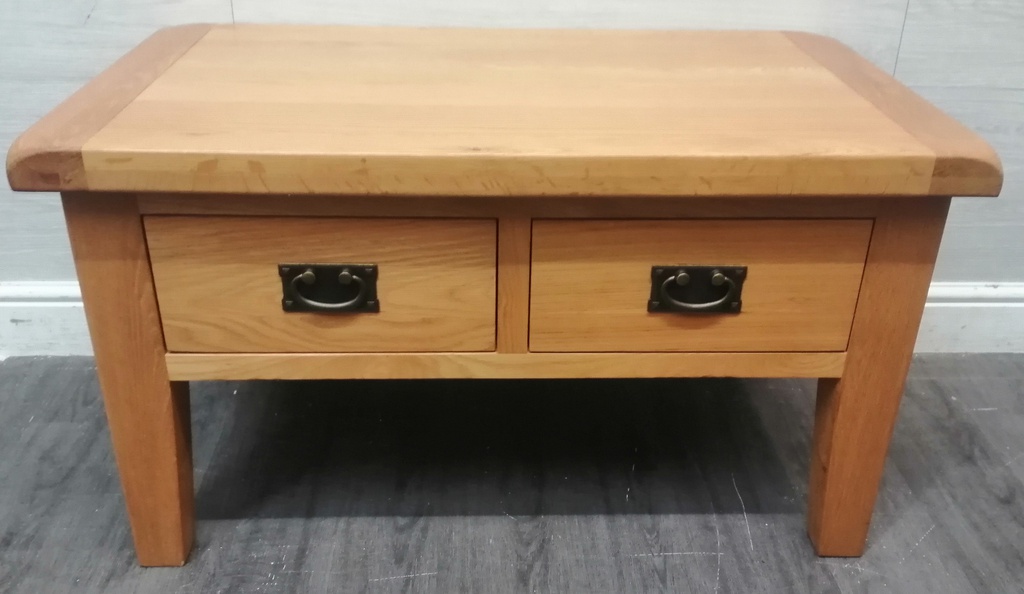 Oak Coffee Table With Two long  Drawers