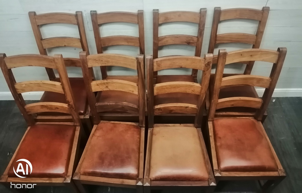 SET OF EIGHT RUSTIC SHEESHAM DINING CHAIRS