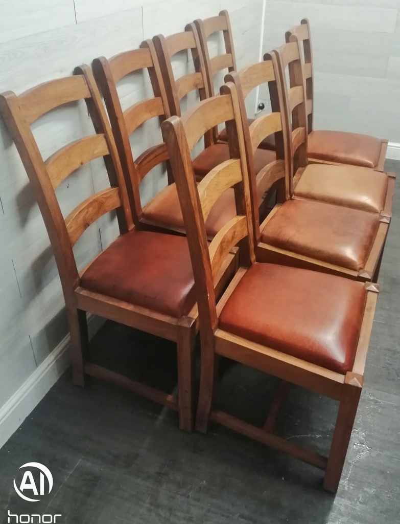 SET OF EIGHT RUSTIC SHEESHAM DINING CHAIRS
