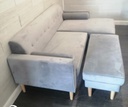 L SHAPE GREY SOFA WITH FOOTSTOOL/COFFEE TABLE