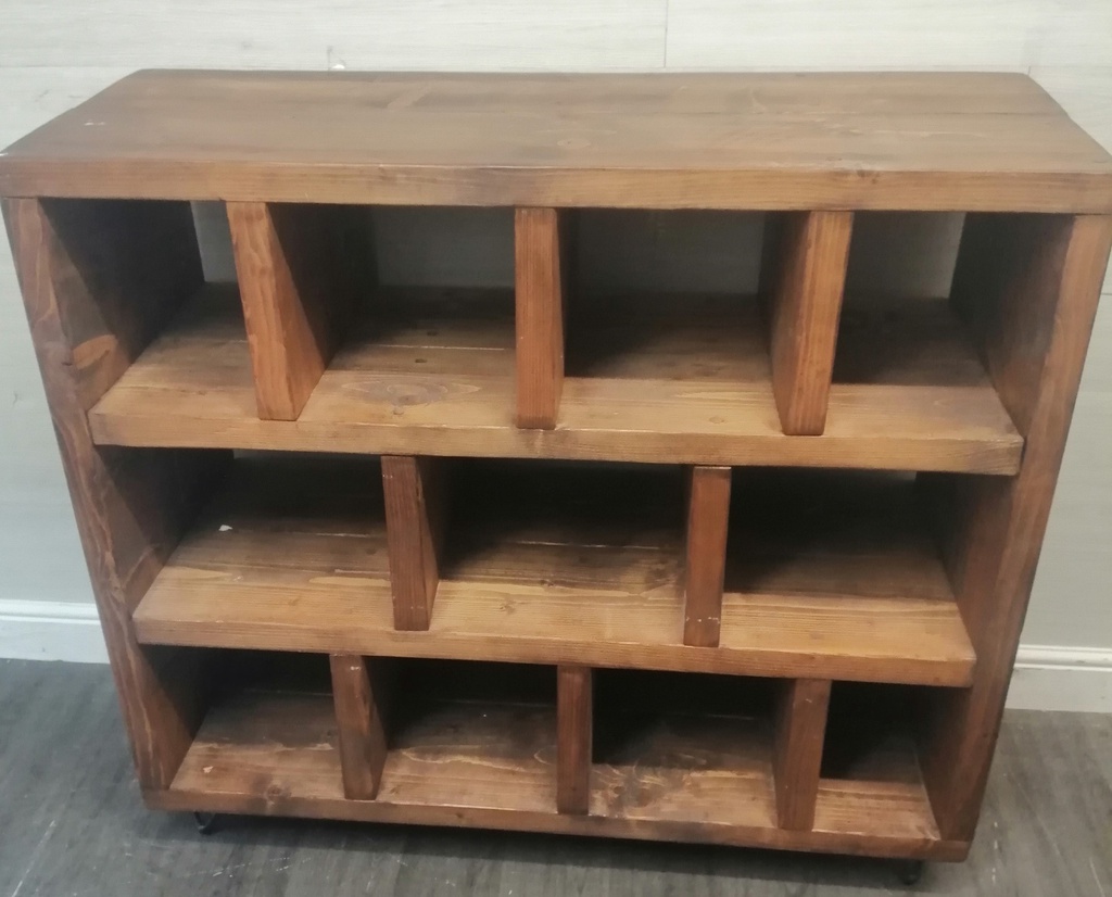 Rustic Wood Open Back Cube Bookcase / display unit
