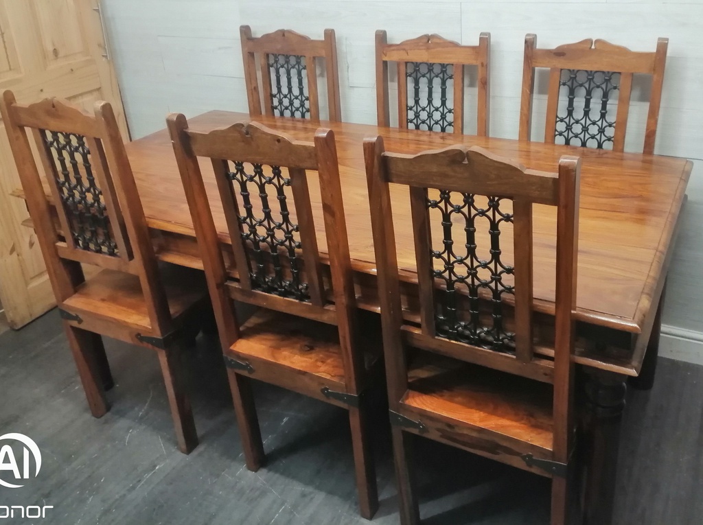 SHEESHAM DINING TABLE &amp; SIX CHAIR SET