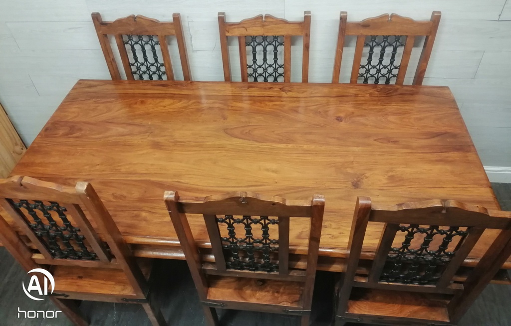 SHEESHAM DINING TABLE &amp; SIX CHAIR SET