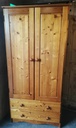 Double pine wardrobe with drawers