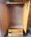 Double pine wardrobe with drawers