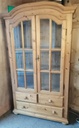 Solid pine glazed  display unit with drawers