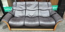 STRESSLESS BROWN LEATHER THREE SEATER RECLINER SOFA
