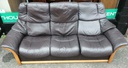 STRESSLESS BROWN LEATHER THREE SEATER RECLINER SOFA