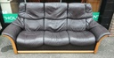 STRESSLESS BROWN LEATHER THREE SEATER RECLINER SOFA