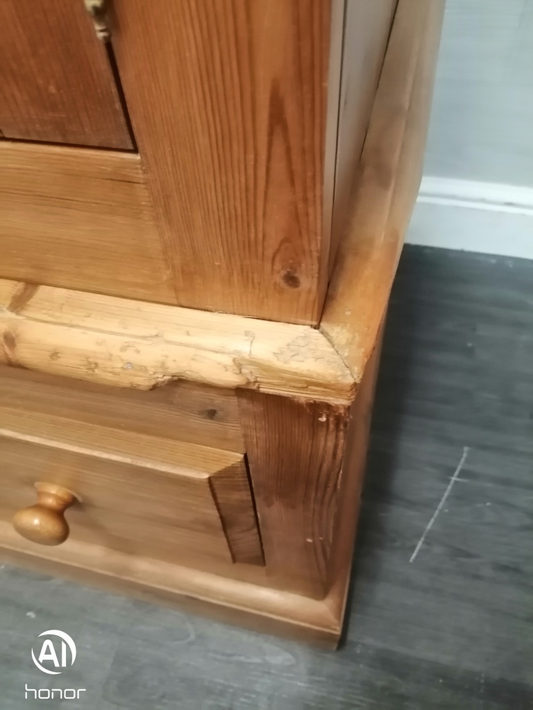 Solid double pine wardrobe with drawer