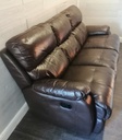 BROWN LEATHER THREE SEATER RECLINER SOFA