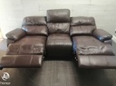 BROWN LEATHER THREE SEATER RECLINER SOFA