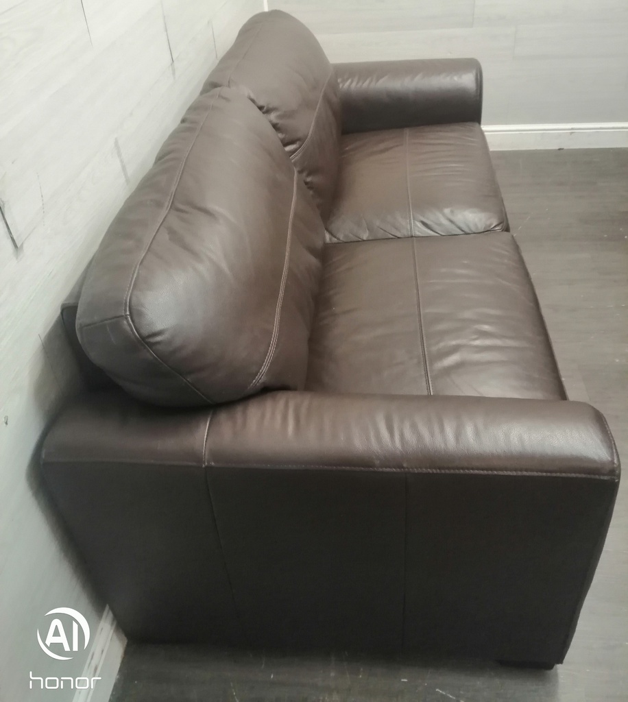 LARGE TWO SEATER BROWN LEATHER SOFA