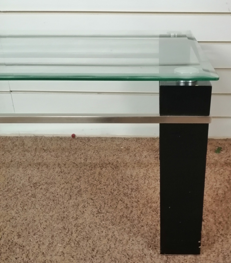 BLACK GLASS TOP COFFEE TABLE