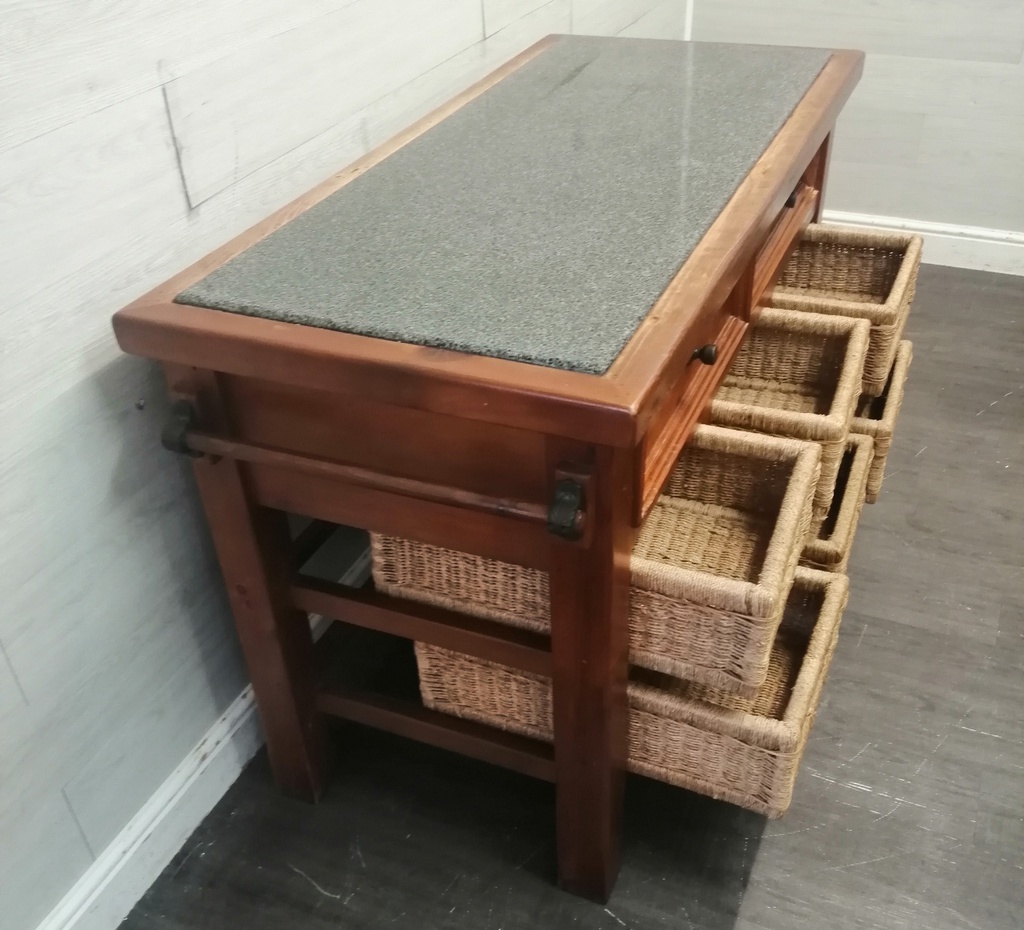 Quality Mexican Pine Kitchen Island with GraniteTop
