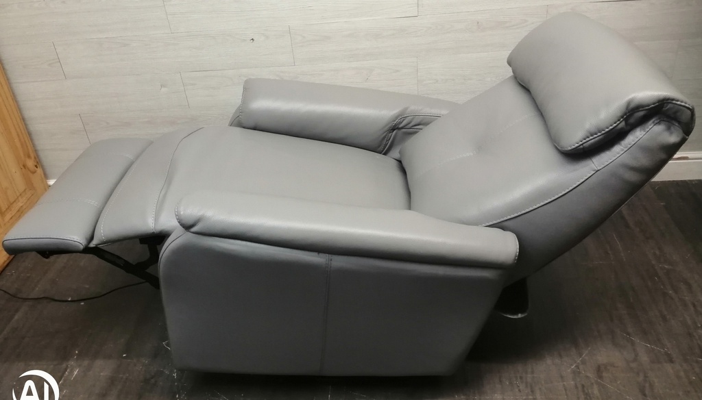 GREY LEATHER ELECTRIC RECLINER ARMCHAIR FROM JOHN LEWIS