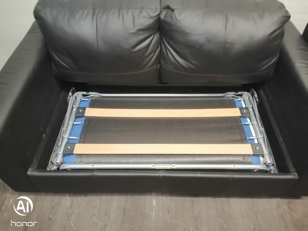 Black Leather Two Seater Sofa Bed