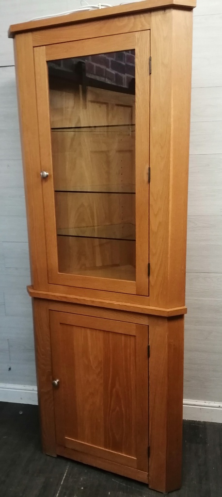Part Glazed Oak Corner Unit