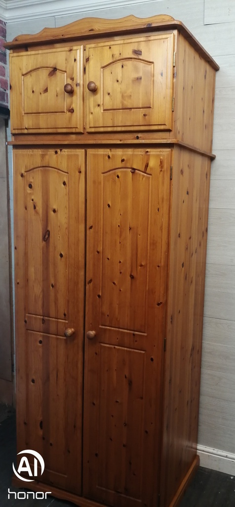 Pine Top Box Double Wardrobe