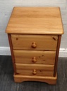 Quality solid pine three drawer bedside chest