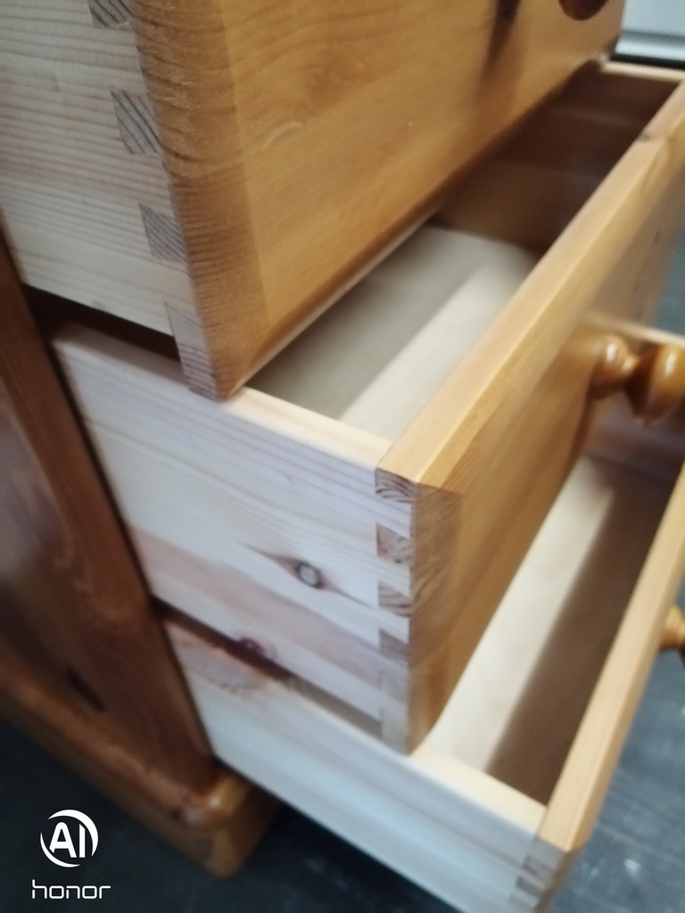 Quality solid pine three drawer bedside chest