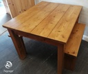 Lovely Rustic Pine Dining Table &amp; Two Benches