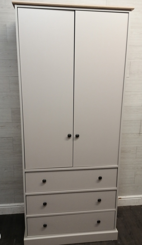 Neat Grey Double Wardrobe with Drawers