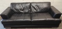 Quality black leather three seater sofa