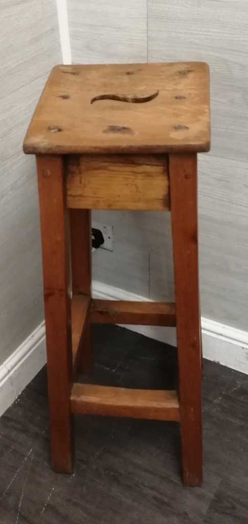 LOVELY OLD PINE SCHOOL LAB STOOL
