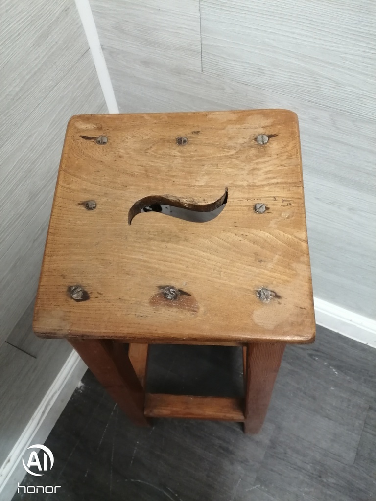 LOVELY OLD PINE SCHOOL LAB STOOL