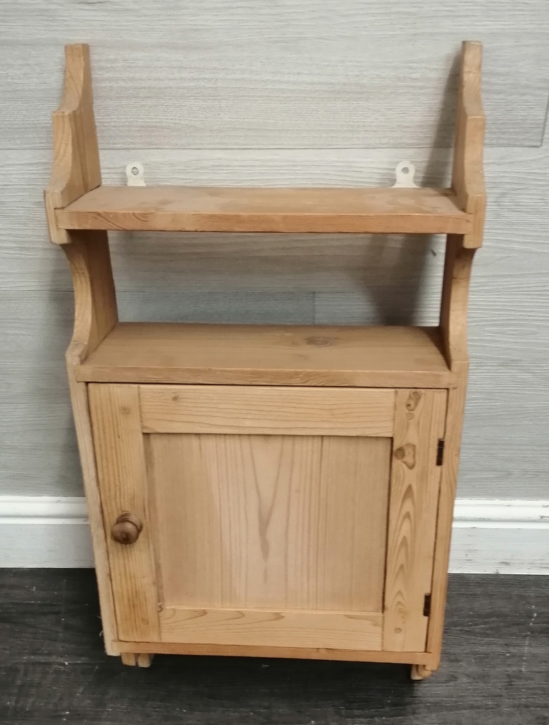 Quality old pine small wall shelf unit