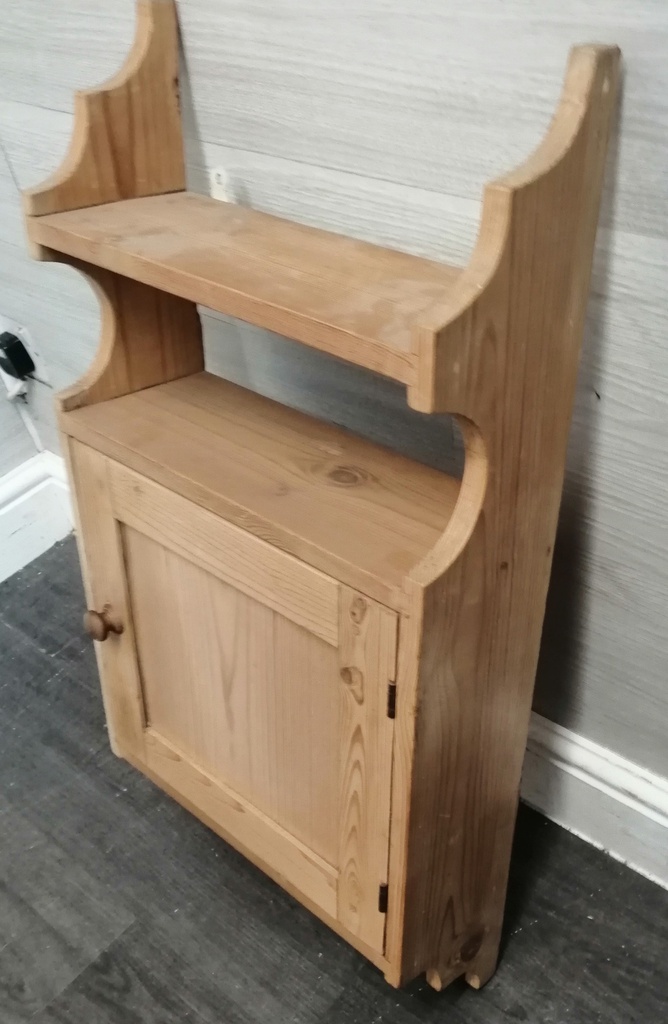 Quality old pine small wall shelf unit