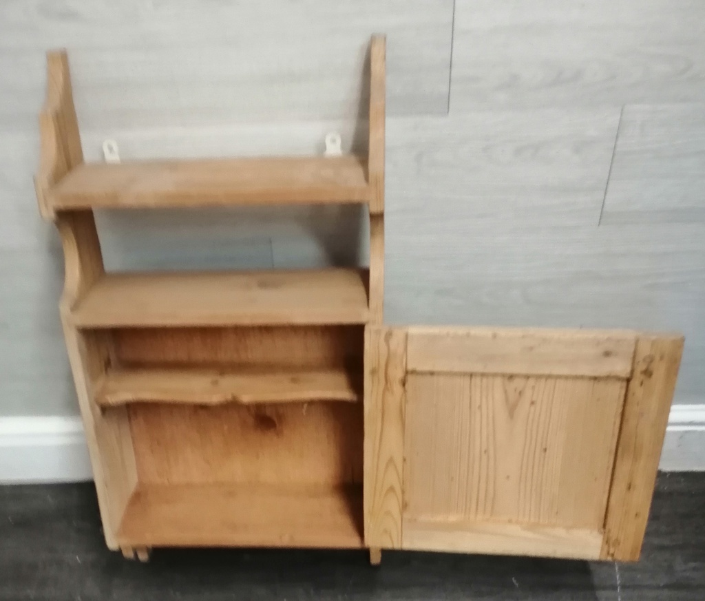 Quality old pine small wall shelf unit