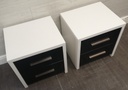 Pair of two drawer modern black &amp; white bedsides