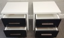 Pair of two drawer modern black &amp; white bedsides