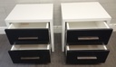 Pair of two drawer modern black &amp; white bedsides