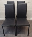SET 4 BLACK FAUX LEATHER DINING CHAIRS
