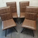 SET 4 MODERN BROWN  FAUX LEATHER DINING CHAIRS