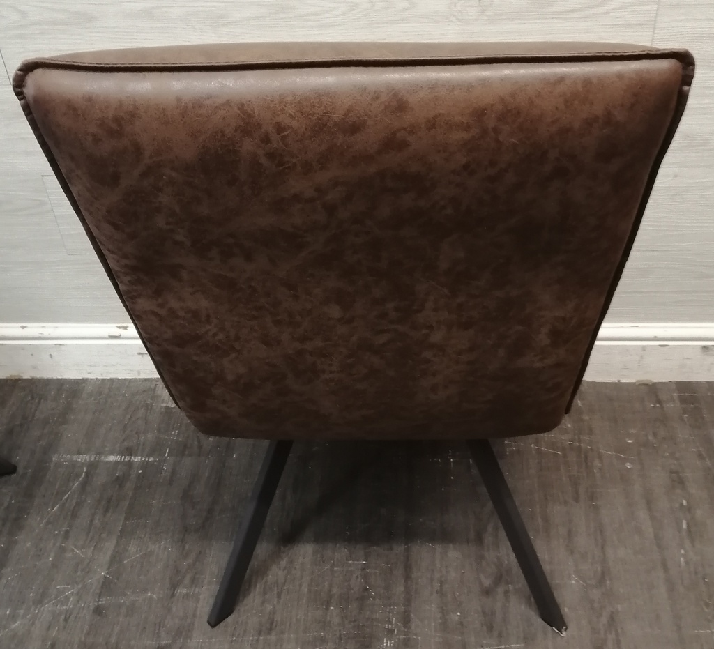 SET 4 MODERN BROWN  FAUX LEATHER DINING CHAIRS