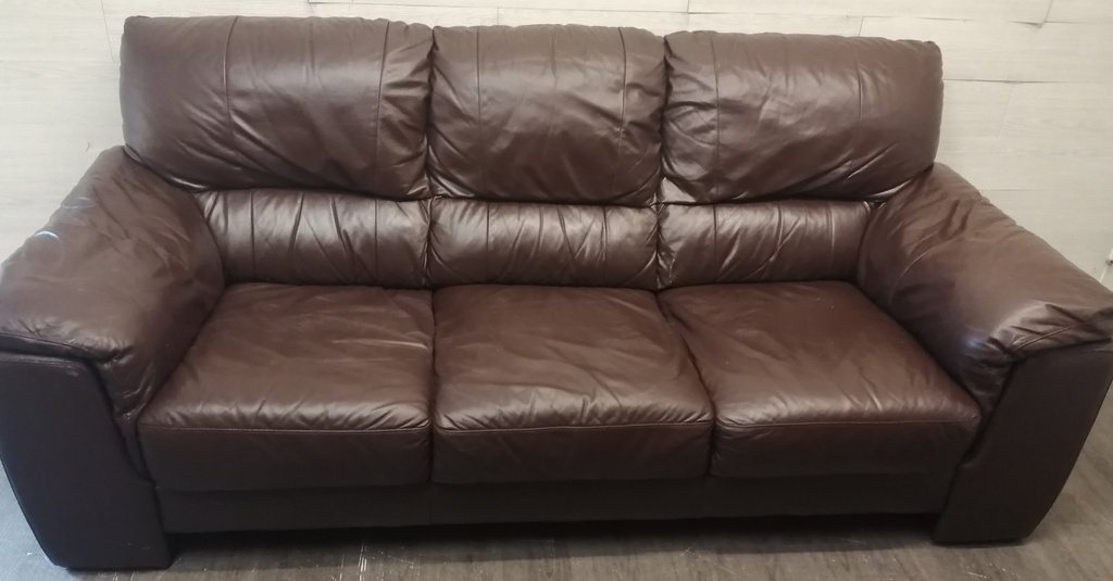 Three seater leather brown sofa
