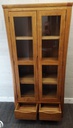 OAK GLAZED FRONTED DISPLAY UNIT WITH DRAWERS