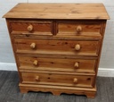 Solid pine five drawer chest
