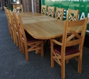 QUALITY OAK EXTENDING 11FT TABLE AND 10 CHAIRS