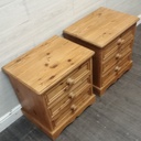 PAIR SOLID PINE THREE DRAWER BEDSIDES CHESTS