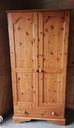 Double pine wardrobe with drawer
