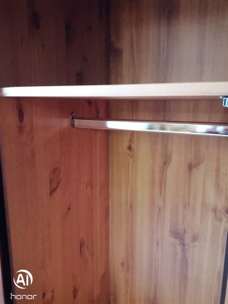 Double pine wardrobe with drawer