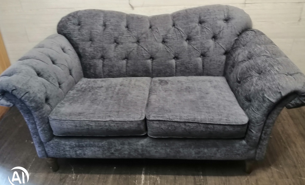 Grey Button Back Chesterfield Style Sofa