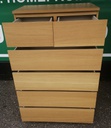 IKEA ‘MALM’ Light Oak Veneered Six Drawer Chest