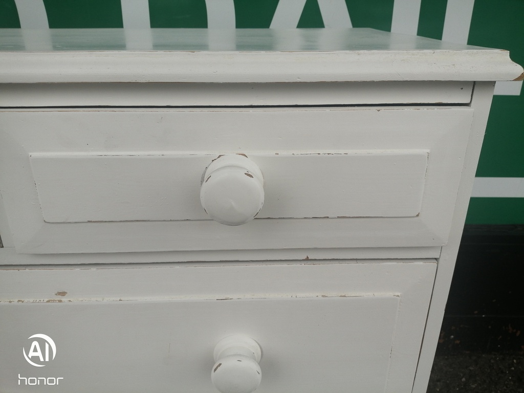 lovely shabby chic solid pine chest of four drawers